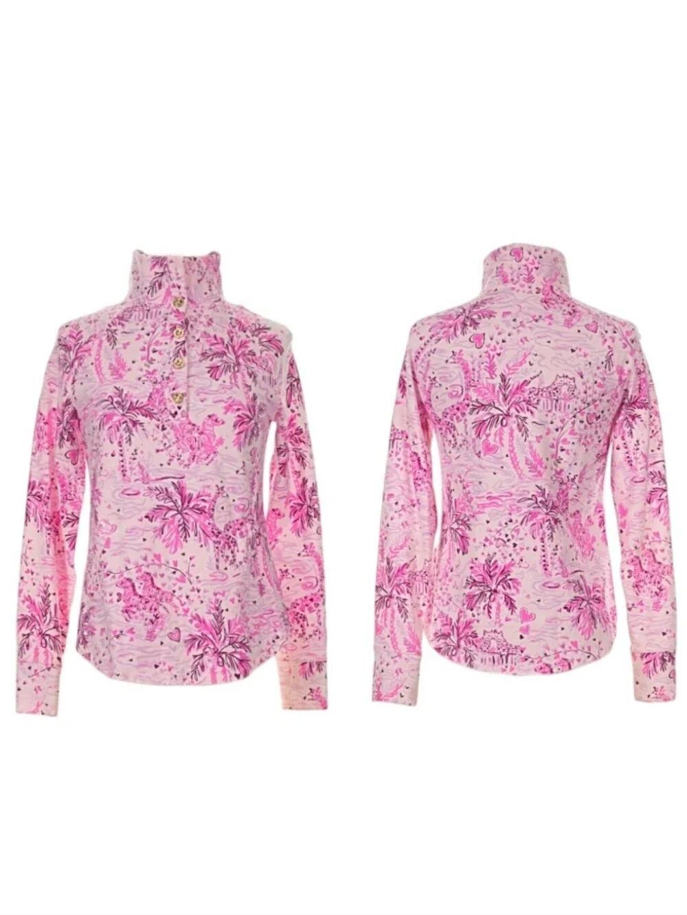 Lilly Pulitzer Valentine Captain Popover Top Pink Blossom Wild About You Long XS